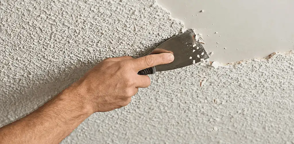 Popcorn ceiling removal scraping off textured ceiling finish in Fort Wayne, IN