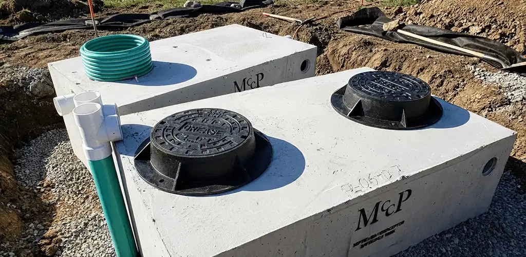 Grease trap installation unit set in place for drainage protection in Fort Wayne, IN
