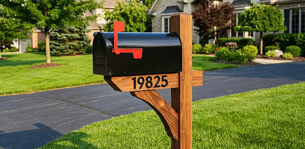New mailbox installation with post and address number for a home in Fort Wayne, IN